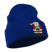 Santa Claus holding a Present Embroidered Beanie