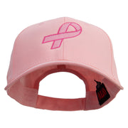 Breast Cancer Hot Pink Ribbon Embroidered 5 Panel Cap