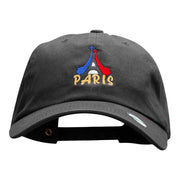 Red White And Paris Embroidered Washed Cap