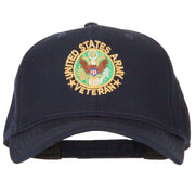 US Army Veteran Circle Symbol Embroidered Solid Cotton Pro Style Cap