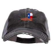 Texas Boot Embroidered Low Profile Special Cotton Mesh Cap