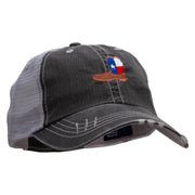 Texas Boot Embroidered Low Profile Special Cotton Mesh Cap