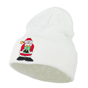 Santa Claus holding a Present Embroidered Beanie