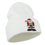 Santa Claus holding a Present Embroidered Beanie