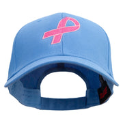 Breast Cancer Hot Pink Ribbon Embroidered 5 Panel Cap