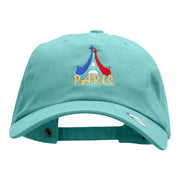 Red White And Paris Embroidered Washed Cap