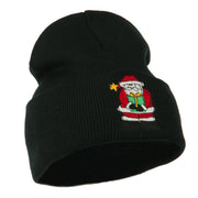 Santa Claus holding a Present Embroidered Beanie