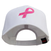 Breast Cancer Hot Pink Ribbon Embroidered 5 Panel Cap