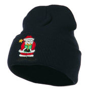 Santa Claus holding a Present Embroidered Beanie