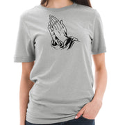 Praying Hands Graphic Design Unisex Short Sleeve Cotton Jersey T-Shirt