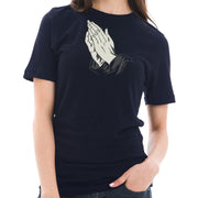 Praying Hands Graphic Design Unisex Short Sleeve Cotton Jersey T-Shirt