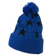 Pom Pom Stars Long Cuff Beanie