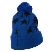 Pom Pom Stars Long Cuff Beanie