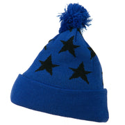 Pom Pom Stars Long Cuff Beanie