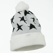 Pom Pom Stars Long Cuff Beanie