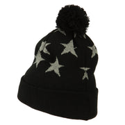 Pom Pom Stars Long Cuff Beanie