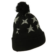 Pom Pom Stars Long Cuff Beanie