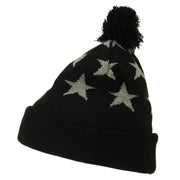 Pom Pom Stars Long Cuff Beanie