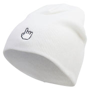 Pixel Pointer Embroidered 8 Inch Knitted Short Beanie - White OSFM