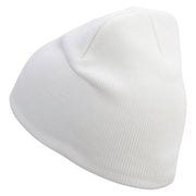 Pixel Pointer Embroidered 8 Inch Knitted Short Beanie - White OSFM