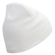 Pixel Pointer Embroidered 8 Inch Knitted Short Beanie - White OSFM