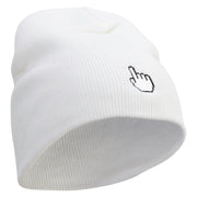 Pixel Pointer Embroidered 8 Inch Knitted Short Beanie - White OSFM