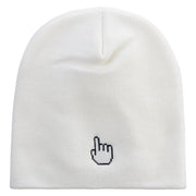 Pixel Pointer Embroidered 8 Inch Knitted Short Beanie - White OSFM