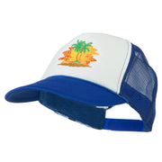 Palm Trees with Sunset Embroidered Foam Front Mesh Back Cap