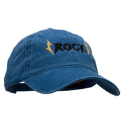 Rock Symbol Embroidered Washed Cotton Brass Buckle Cap