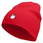 Pixel Pointer Embroidered 8 Inch Knitted Short Beanie - Red OSFM