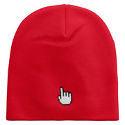 Pixel Pointer Embroidered 8 Inch Knitted Short Beanie - Red OSFM