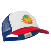 Palm Trees with Sunset Embroidered Foam Front Mesh Back Cap