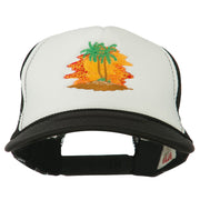 Palm Trees with Sunset Embroidered Foam Front Mesh Back Cap