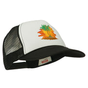 Palm Trees with Sunset Embroidered Foam Front Mesh Back Cap