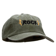 Rock Symbol Embroidered Washed Cotton Brass Buckle Cap