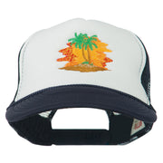 Palm Trees with Sunset Embroidered Foam Front Mesh Back Cap