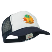 Palm Trees with Sunset Embroidered Foam Front Mesh Back Cap