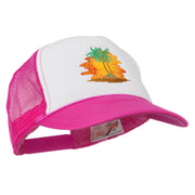 Palm Trees with Sunset Embroidered Foam Front Mesh Back Cap