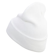 Retro Games Embroidered 12 Inch Long Knitted Beanie - White OSFM