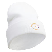 Retro Games Embroidered 12 Inch Long Knitted Beanie - White OSFM