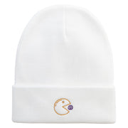 Retro Games Embroidered 12 Inch Long Knitted Beanie - White OSFM