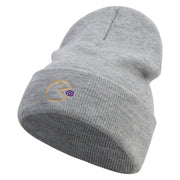 Retro Games Embroidered 12 Inch Long Knitted Beanie - Heather-Grey OSFM
