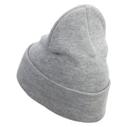 Retro Games Embroidered 12 Inch Long Knitted Beanie - Heather-Grey OSFM