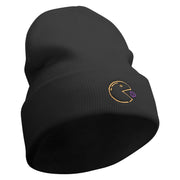 Retro Games Embroidered 12 Inch Long Knitted Beanie - Black OSFM