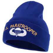 US Paratrooper Design Embroidered 12 Inch Long Knitted Beanie