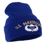 US Paratrooper Design Embroidered 12 Inch Long Knitted Beanie