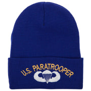 US Paratrooper Design Embroidered 12 Inch Long Knitted Beanie