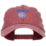 Peace with USA Flag Embroidered Unstructured Cap