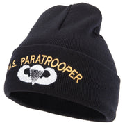 US Paratrooper Design Embroidered 12 Inch Long Knitted Beanie