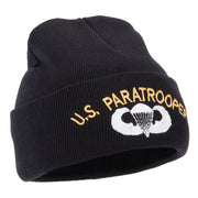 US Paratrooper Design Embroidered 12 Inch Long Knitted Beanie